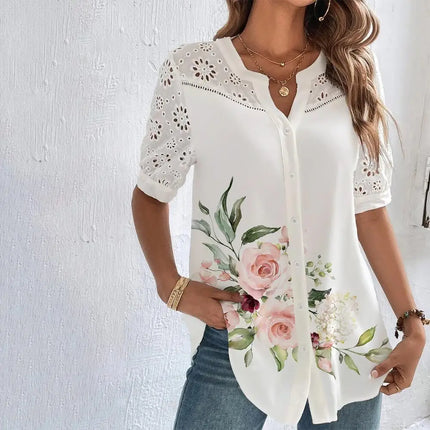 Temperament Casual Lace Shirt For Women Effortless Loose Fit by zapcart