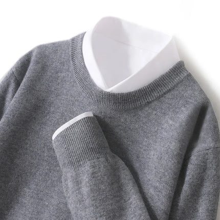 Ganleawort Men Wool Sweater Round Neck Warm Knit Pullover by zapcart