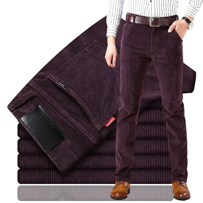 CN Mens Corduroy Pants Warm Velvet Lined Loose Straight Leg by zapcart