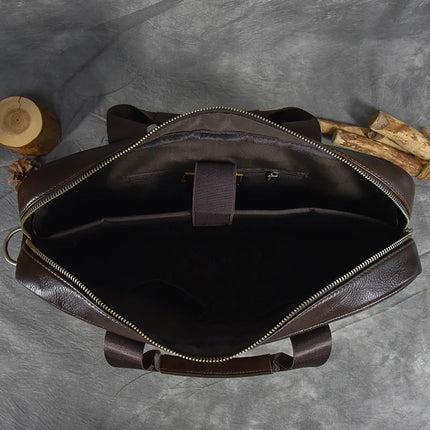 Newsbirds Genuine Leather Briefcase 15.6 Inch Laptop Men by zapcart