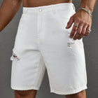 LVCCCI Denim Shorts For Men Baggy Stretch Ripped Knee by zapcart