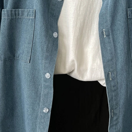 Retro Loose Denim T Shirt Women Korean Version Cotton Blend by zapcart