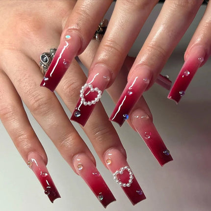 Extra Long Press On Nails Glue Included Bear Bow For Women by zapcart