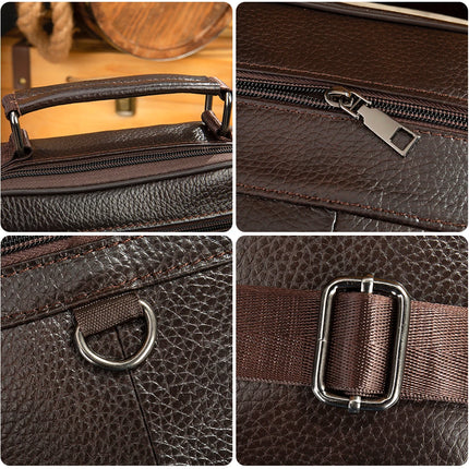 LACHIOURCN Black Leather Messenger Bag For Men Crossbody by zapcart