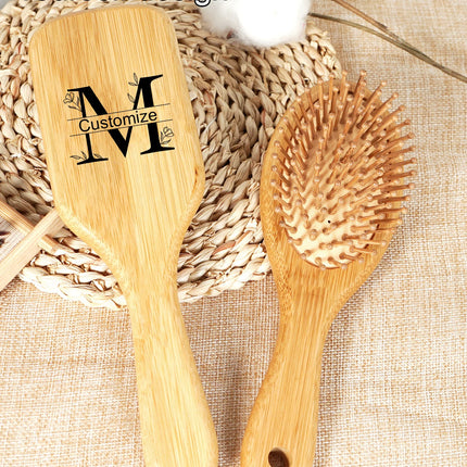 Personalised Bamboo Hairbrush AirCushion Detangling Unisex by zapcart