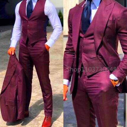 CN Zhejiang Men Three Piece Skinny Fit Wedding Suit by zapcart