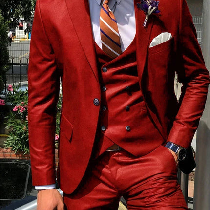 CN Jiangsu Dark Blue 3 Piece Slim Fit Suit For Men Groom by zapcart