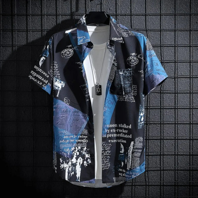 HaibinzuLu Men Short Sleeve Print Shirt Beachwear Essential by zapcart