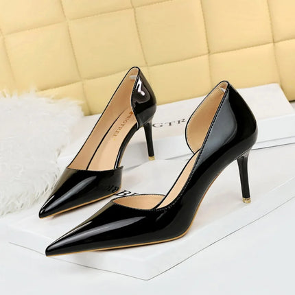 Glossy Korean Patent Leather Stiletto Heels Women Comfort by zapcart