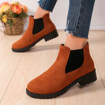 Women Chelsea Boots British Style Chunky Platform COZOKC