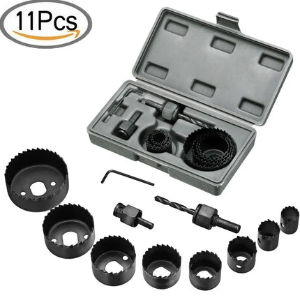 DIY 11Pcs Hole Saw Kit Durable Carbon Steel For Wood PVC by zapcart