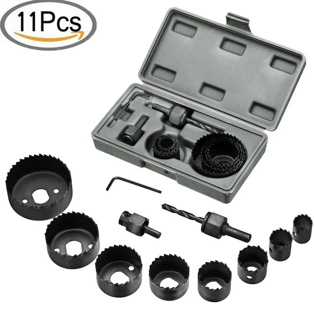DIY 11Pcs Hole Saw Kit Durable Carbon Steel For Wood PVC by zapcart