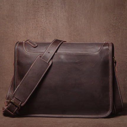 GURO Vintage Leather Messenger Bag For Men Genuine Cowhide by zapcart