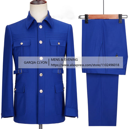 CN Jiangsu Men Suits 2 Piece Slim Fit Blazer Pants Business by zapcart