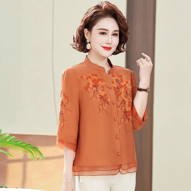 Summer Embroidered Shirt For Women Lightweight Versatile by zapcart