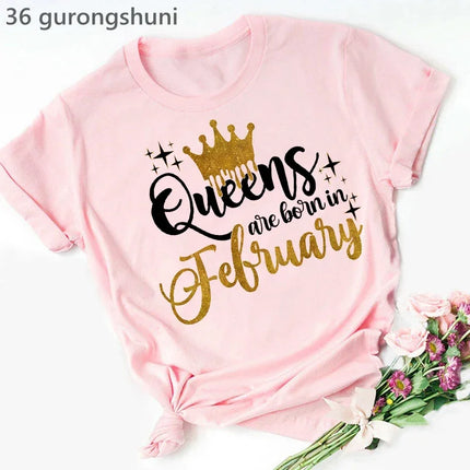 Queen Are Born In January To December Bold Graphic Tee Women by zapcart