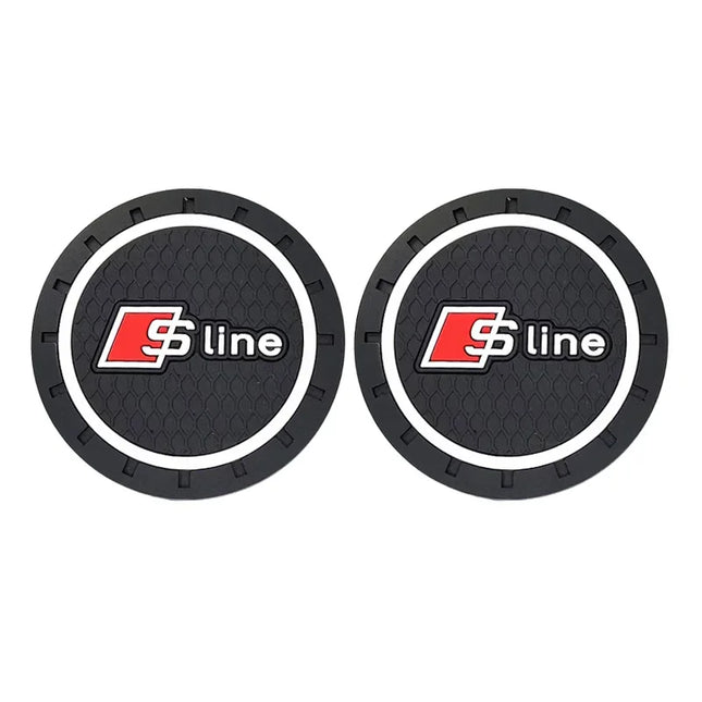 Audi Cup Holder Coasters 2Pcs Anti Slip EmblemsChoice by zapcart