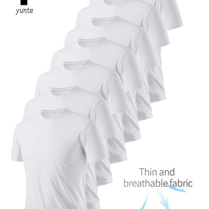 CN AnhuiChoice Round Neck T Shirt White Men Quick Dry Gym by zapcart