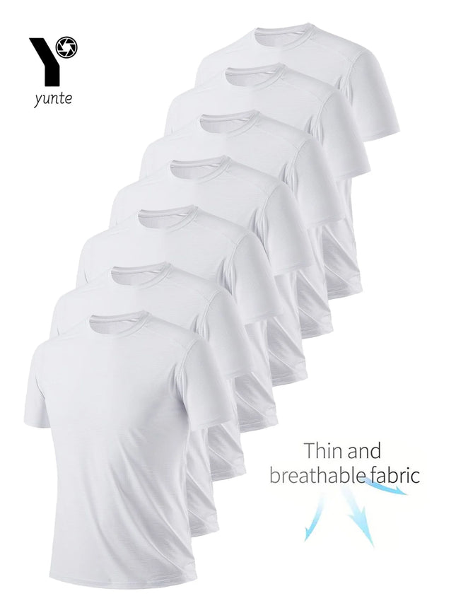 CN AnhuiChoice Round Neck T Shirt White Men Quick Dry Gym by zapcart