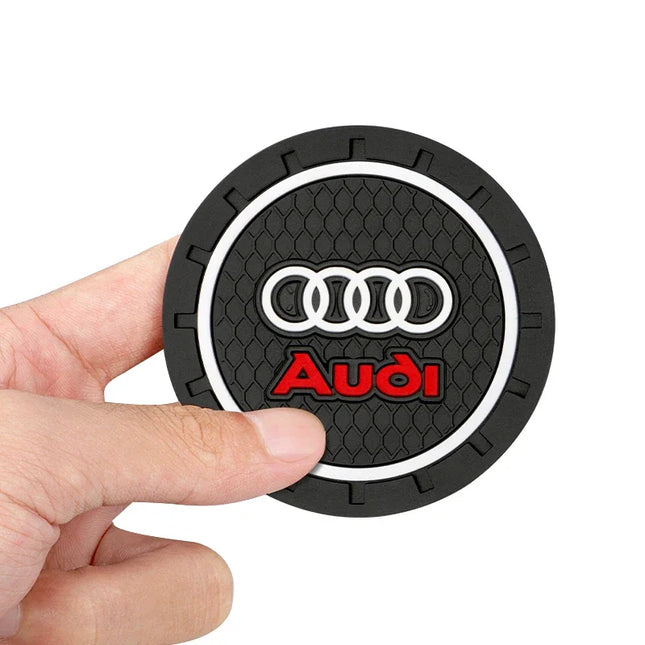 Audi Cup Holder Coasters 2Pcs Anti Slip EmblemsChoice by zapcart