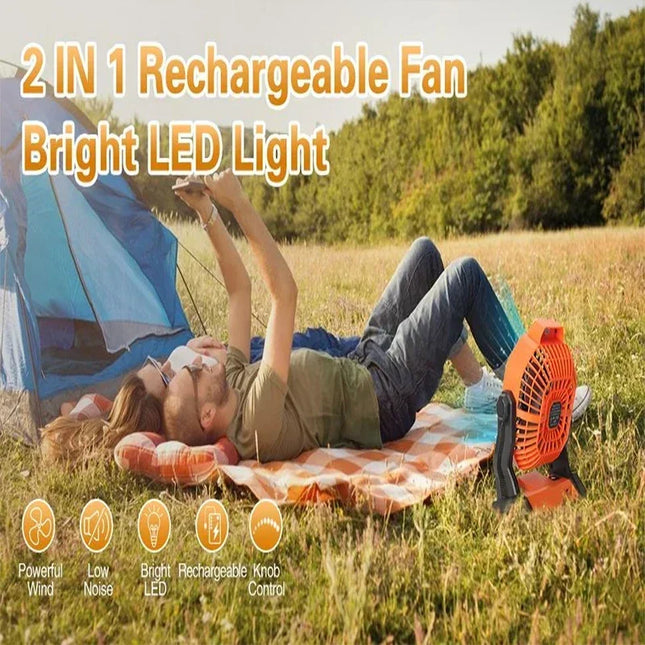 Super Cheese Camping Desk Fan With LED Light Rechargeable by zapcart