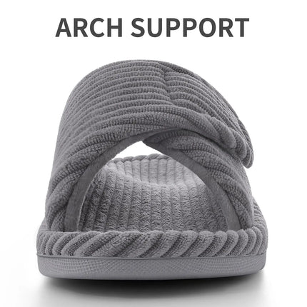 Crestar Women Open Toe Corduroy Slippers With Arch Support by zapcart