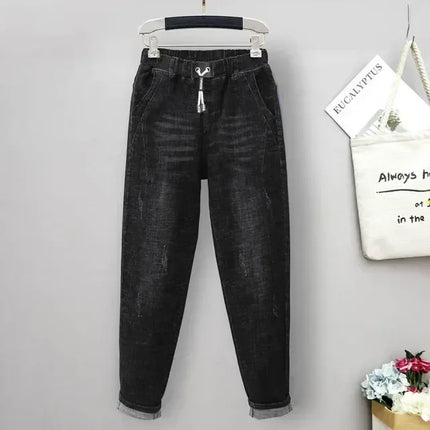 Plus Size Jeans For Women Elastic High Waist Baggy Comfort by zapcart