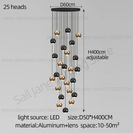 Campeggi Nordic Circular Chandelier Dimmable Gold Black Loft