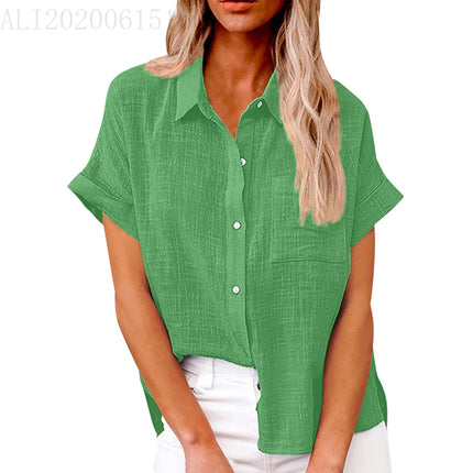 Cotton Linen Summer Tee For Women Breathable Loose Fit by zapcart