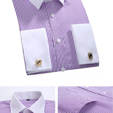 Men's French Cuff Dress Shirt White Long Sleeve CN Zhejiang by zapcart