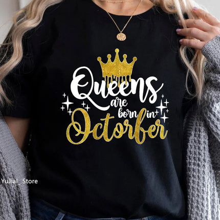 Queen Are Born In January To December Bold Graphic Tee Women by zapcart