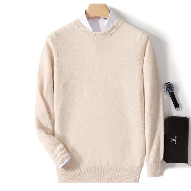 Ganleawort Men Wool Sweater Round Neck Warm Knit Pullover by zapcart