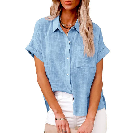 Cotton Linen Summer Tee For Women Breathable Loose Fit by zapcart
