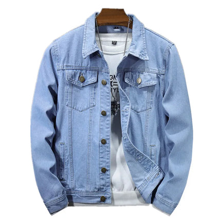 Qj Cinga Denim Jacket For Men Long Sleeve Casual Blue by zapcart