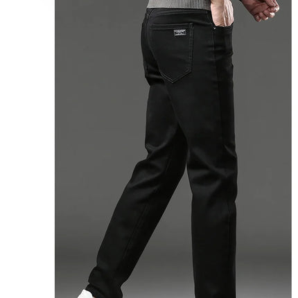 NeverfunctionCN Warm Winter Jeans Men Slim Straight Denim by zapcart
