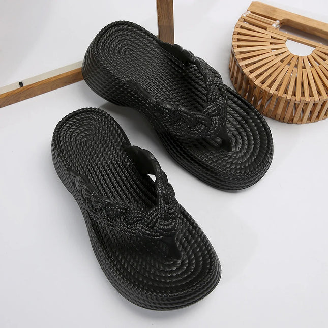 Vdeosmapcn Women Platform Wedge Sandals Cozy Beach Slides by zapcart