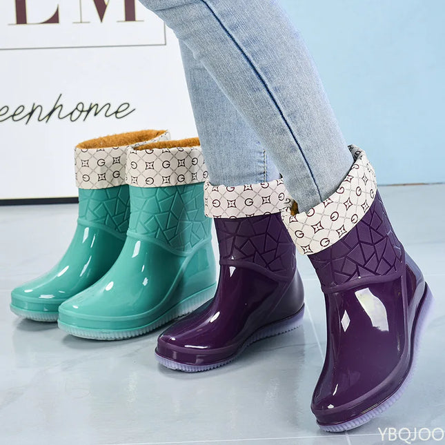 YBQJOO Women Waterproof Rain Boots Anti Slip Wear Resistant by zapcart