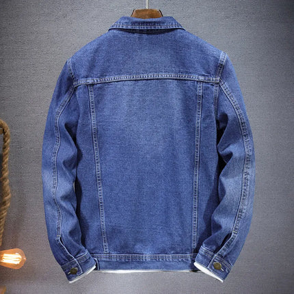 Qj Cinga Denim Jacket For Men Long Sleeve Casual Blue by zapcart