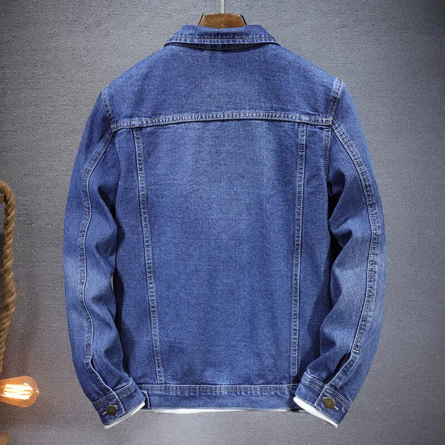 Qj Cinga Denim Jacket For Men Long Sleeve Casual Blue by zapcart