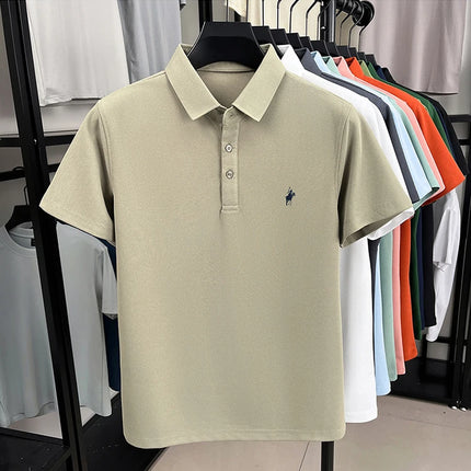 Men's Polo Shirt Embroidered Pony CN Zhejiang Breathable by zapcart