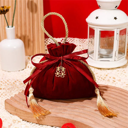 Festive Christmas Gift Bag Drawstring Pouch For Parties by zapcart
