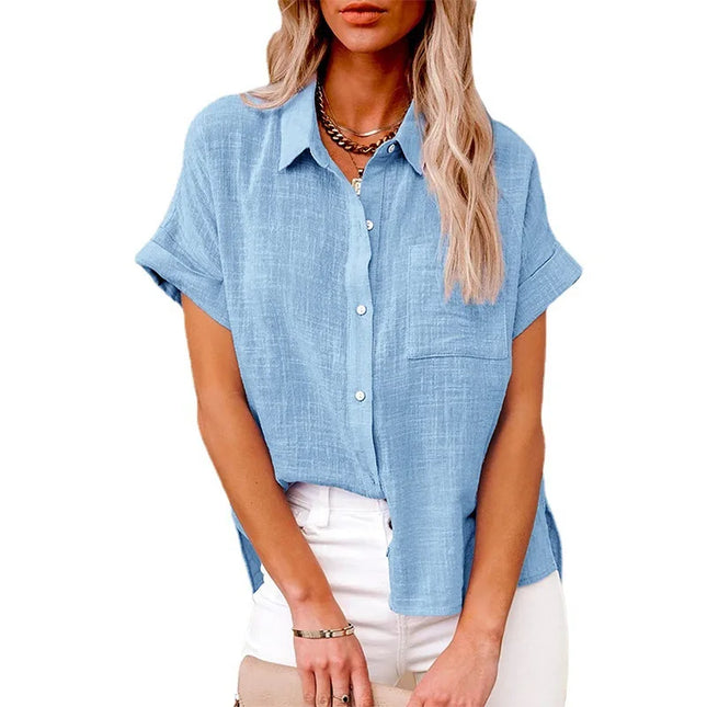 Cotton Linen Summer Tee For Women Breathable Loose Fit by zapcart