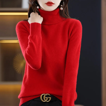 Flower Moon Merino Wool Cashmere Sweater Women Warm by zapcart