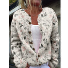 Women Sakura Print Cardigan Knitted Lightweight Long Sleeve by zapcart