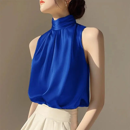 Silkly Satin Sleeveless Crop Top Women Halter Party by zapcart