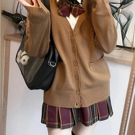 Japanese V Neck Knit Cardigan For Women Layering JK Uniform by zapcart