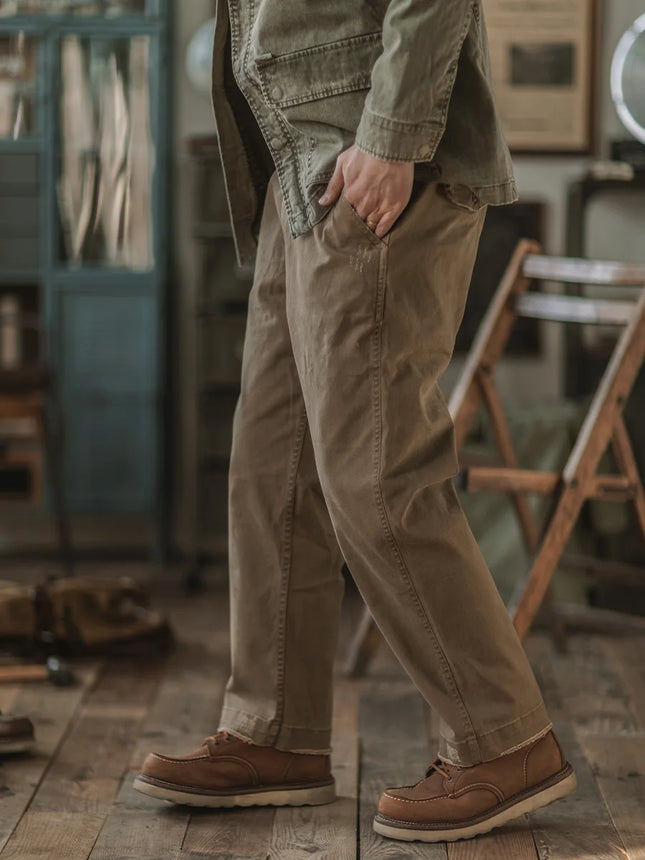 American Retro Chino Work Pants Youth Casual Pure Cotton by zapcart