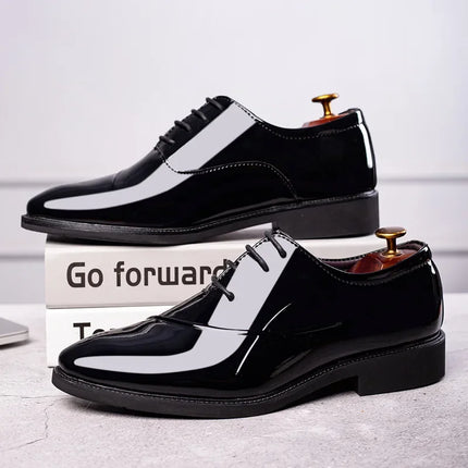 Leather Shoes For Men COZOK Shiny Patent Formal Wedding by zapcart