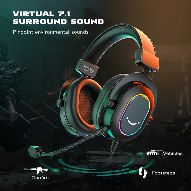Fifine Dynamic RGB Gaming Headset 7 1 Surround Sound Gamers by zapcart
