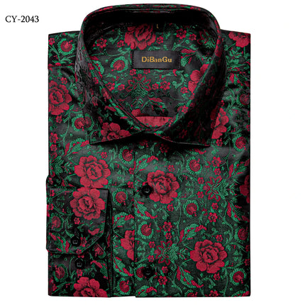 HenanChoice Mens Jacquard Paisley Shirt Long Sleeve Luxury by zapcart